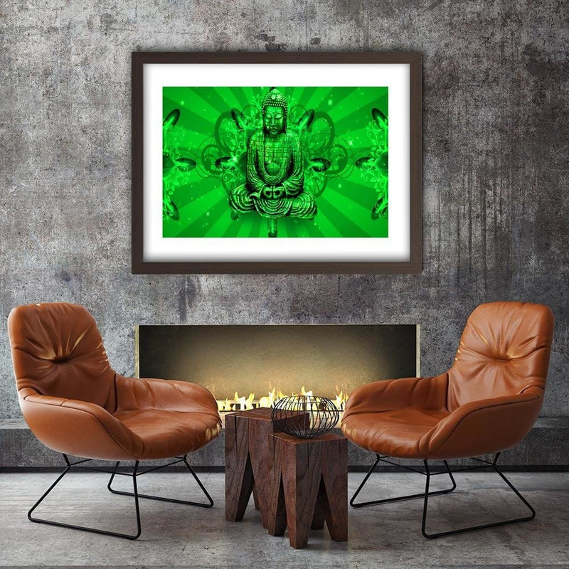 Glezna brūnā rāmī - Meditator Buddha  Home Trends DECO
