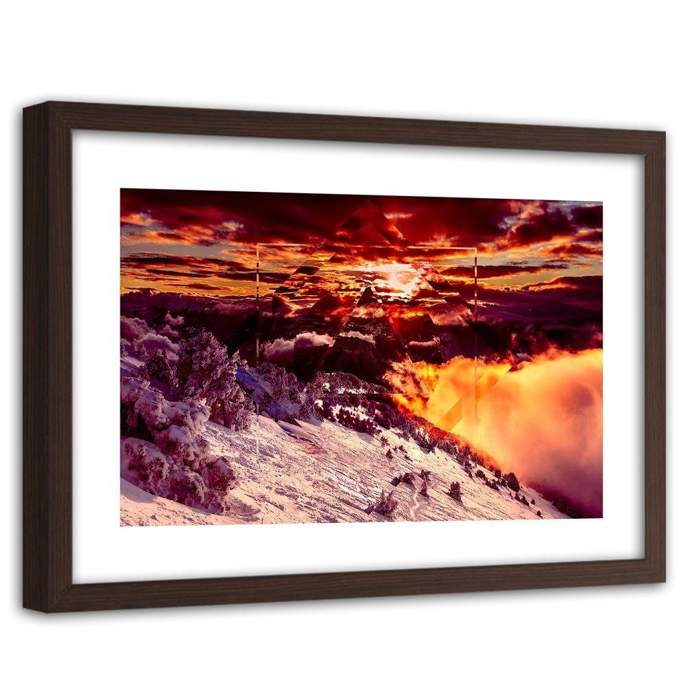 Glezna brūnā rāmī - Mountains And Sky 2  Home Trends DECO