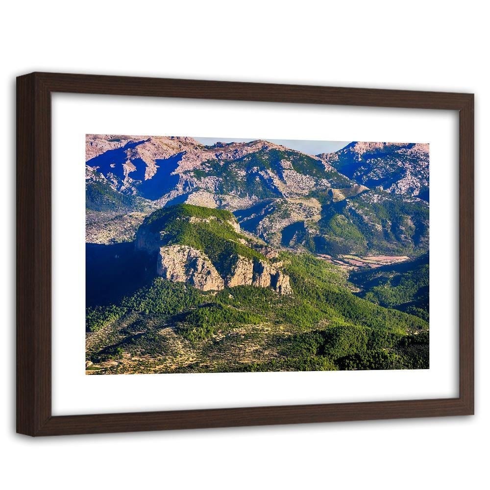 Glezna brūnā rāmī - Mountains Covered With Trees  Home Trends DECO