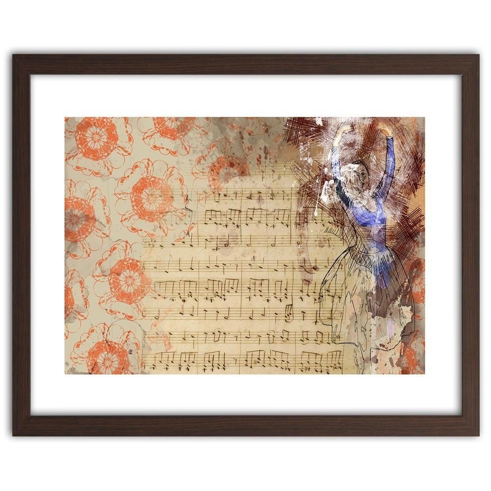 Glezna brūnā rāmī - Notes And Ballerina  Home Trends DECO