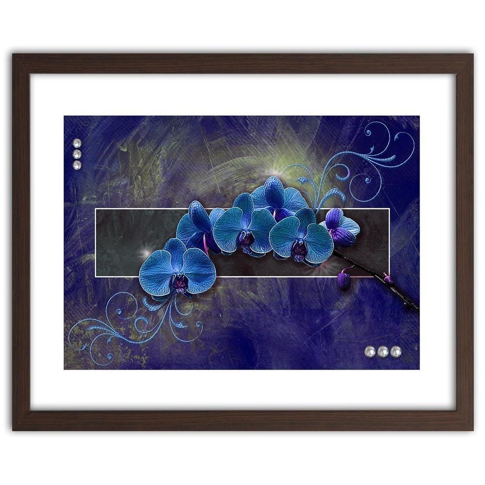 Glezna brūnā rāmī - Orchid Color Blue  Home Trends DECO