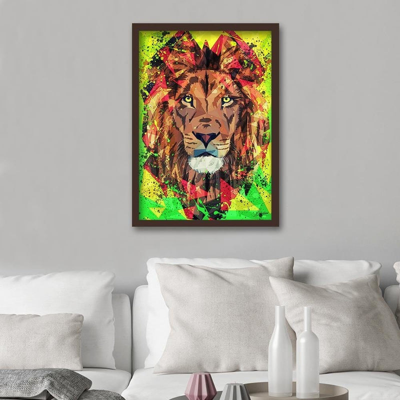 Glezna brūnā rāmī - Painted Lion  Home Trends DECO