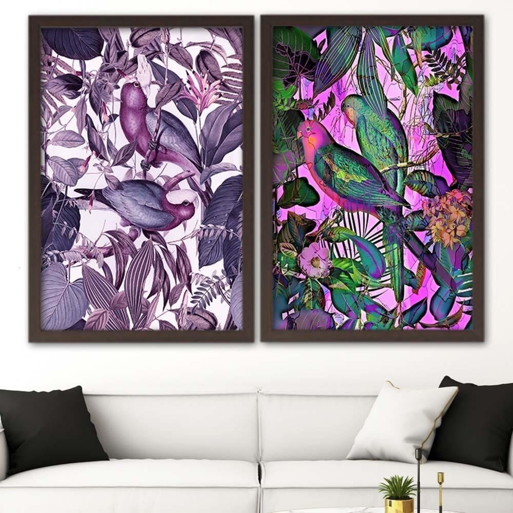 Glezna brūnā rāmī - Parrots  Home Trends DECO