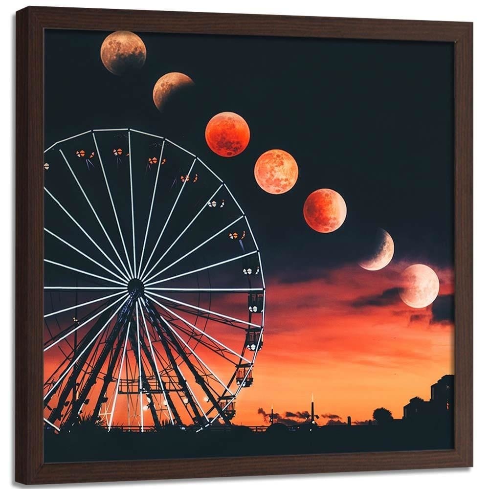 Glezna brūnā rāmī - Phases Of The Moon Over The Ferris Wheel  Home Trends DECO