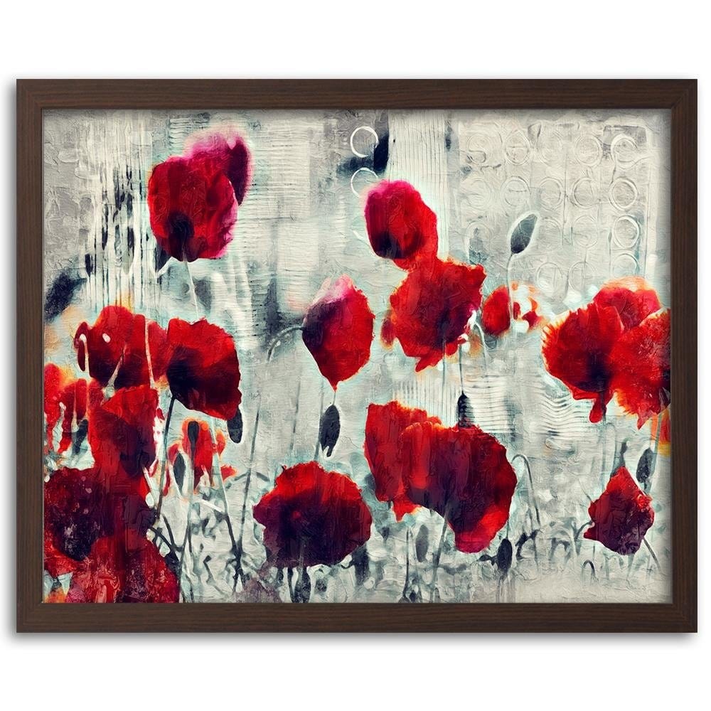 Glezna brūnā rāmī - Poppy Flowers 1  Home Trends DECO
