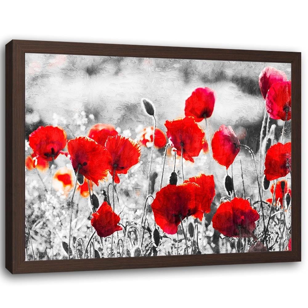 Glezna brūnā rāmī - Poppy Flowers 2  Home Trends DECO