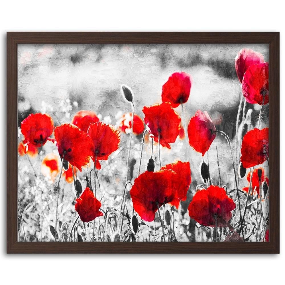 Glezna brūnā rāmī - Poppy Flowers 2  Home Trends DECO