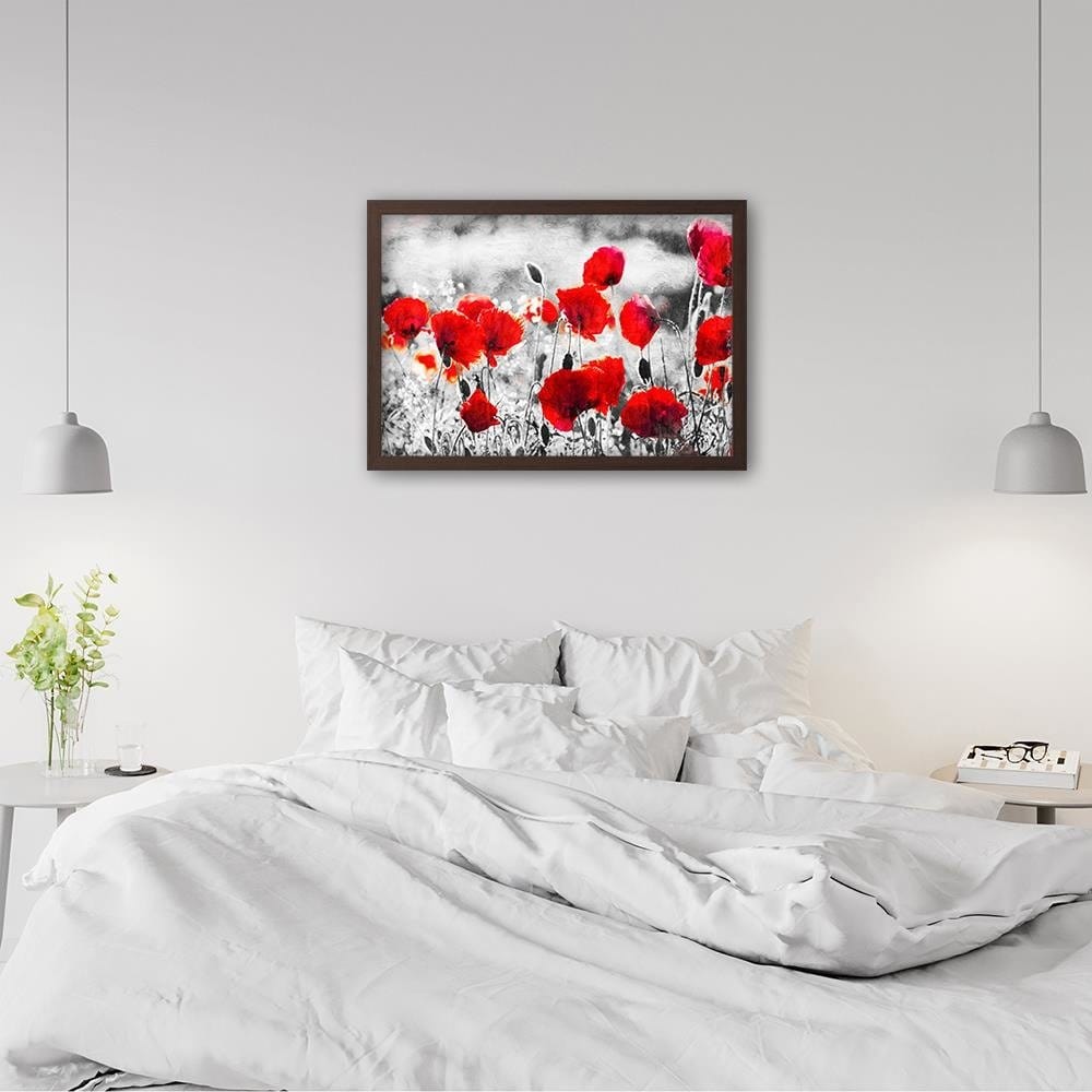 Glezna brūnā rāmī - Poppy Flowers 2  Home Trends DECO