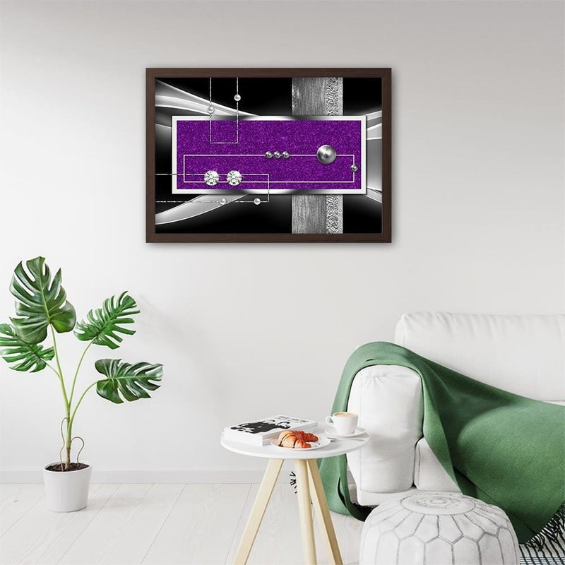Glezna brūnā rāmī - Purple Abstraction  Home Trends DECO