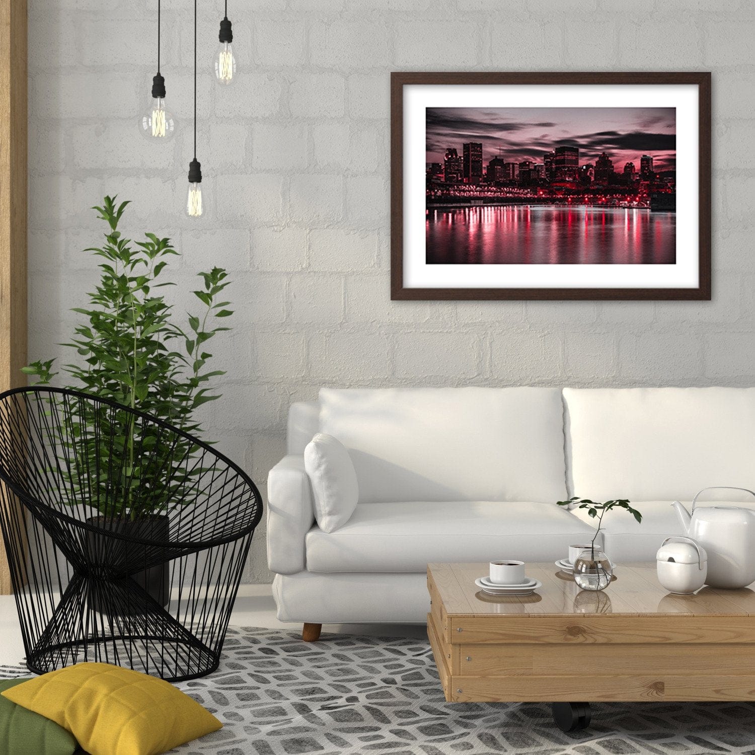 Glezna brūnā rāmī - Red Lights Of The City  Home Trends DECO