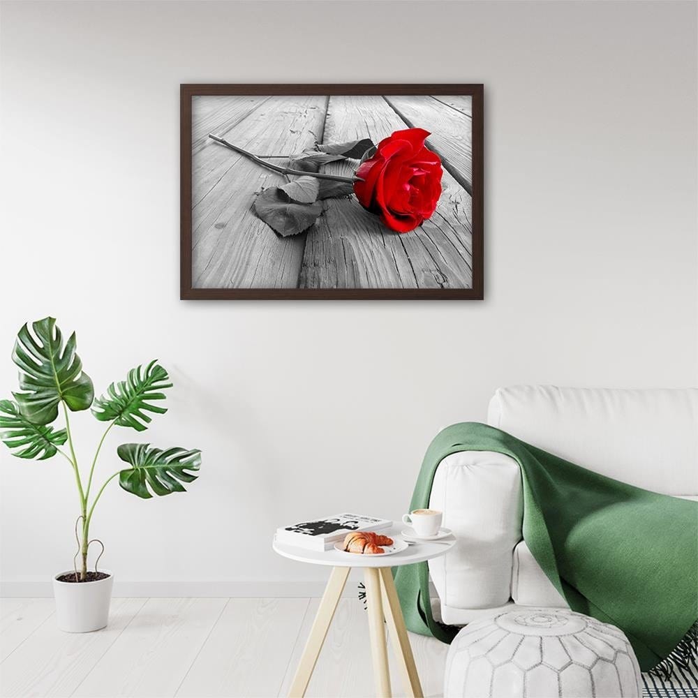 Glezna brūnā rāmī - Red Rose  Home Trends DECO