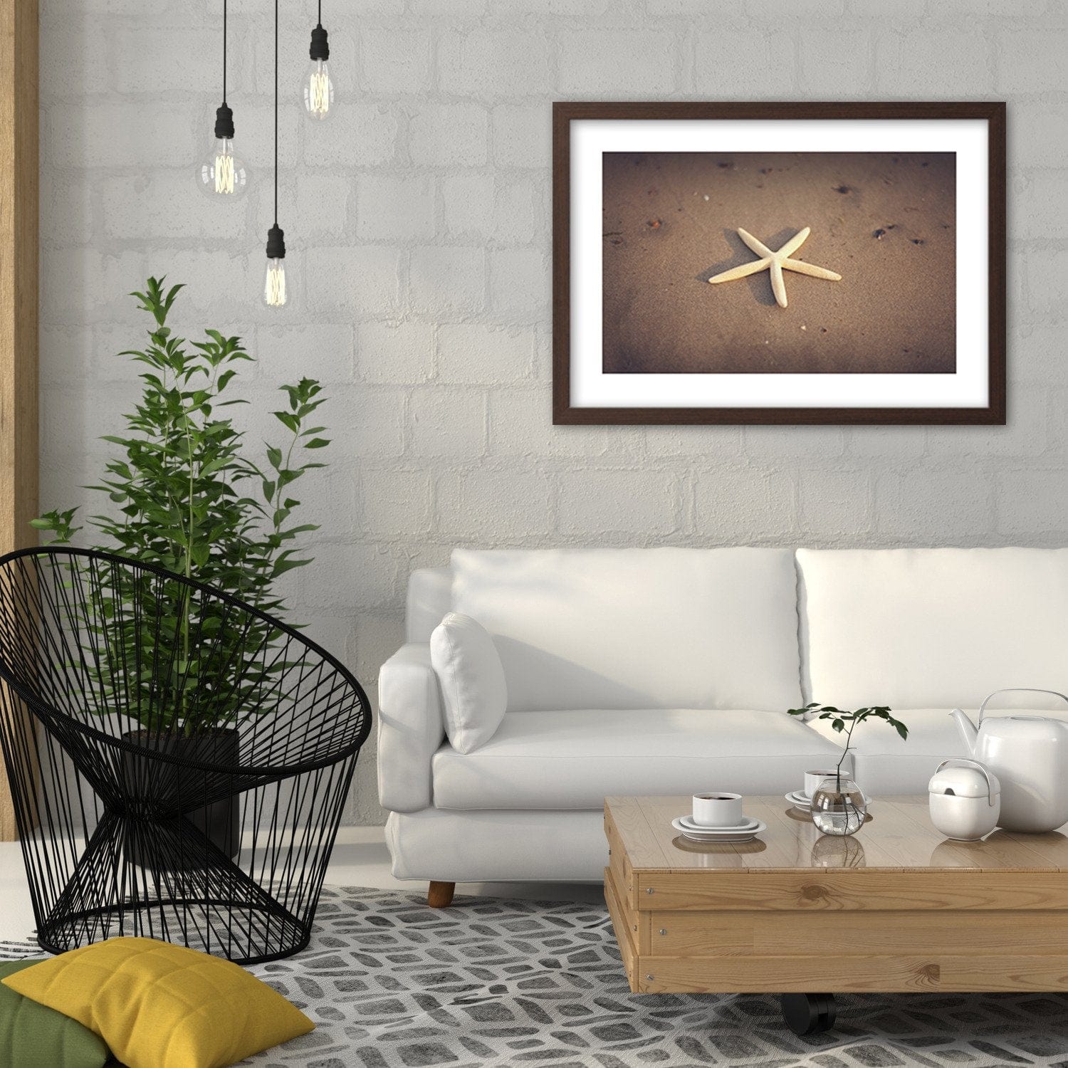 Glezna brūnā rāmī - Starfish  Home Trends DECO