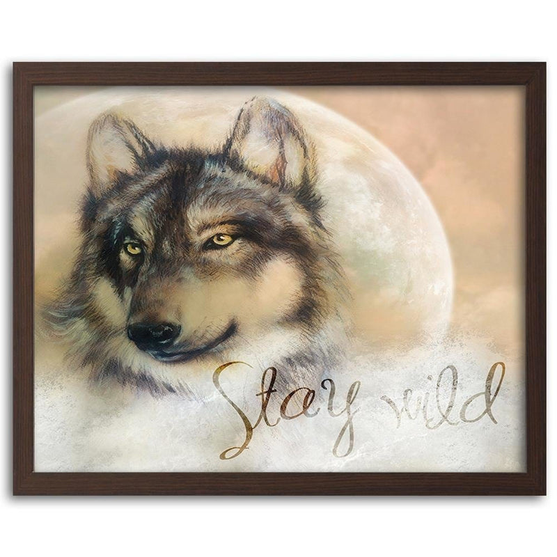Glezna brūnā rāmī - Stay Wild Wolf  Home Trends DECO