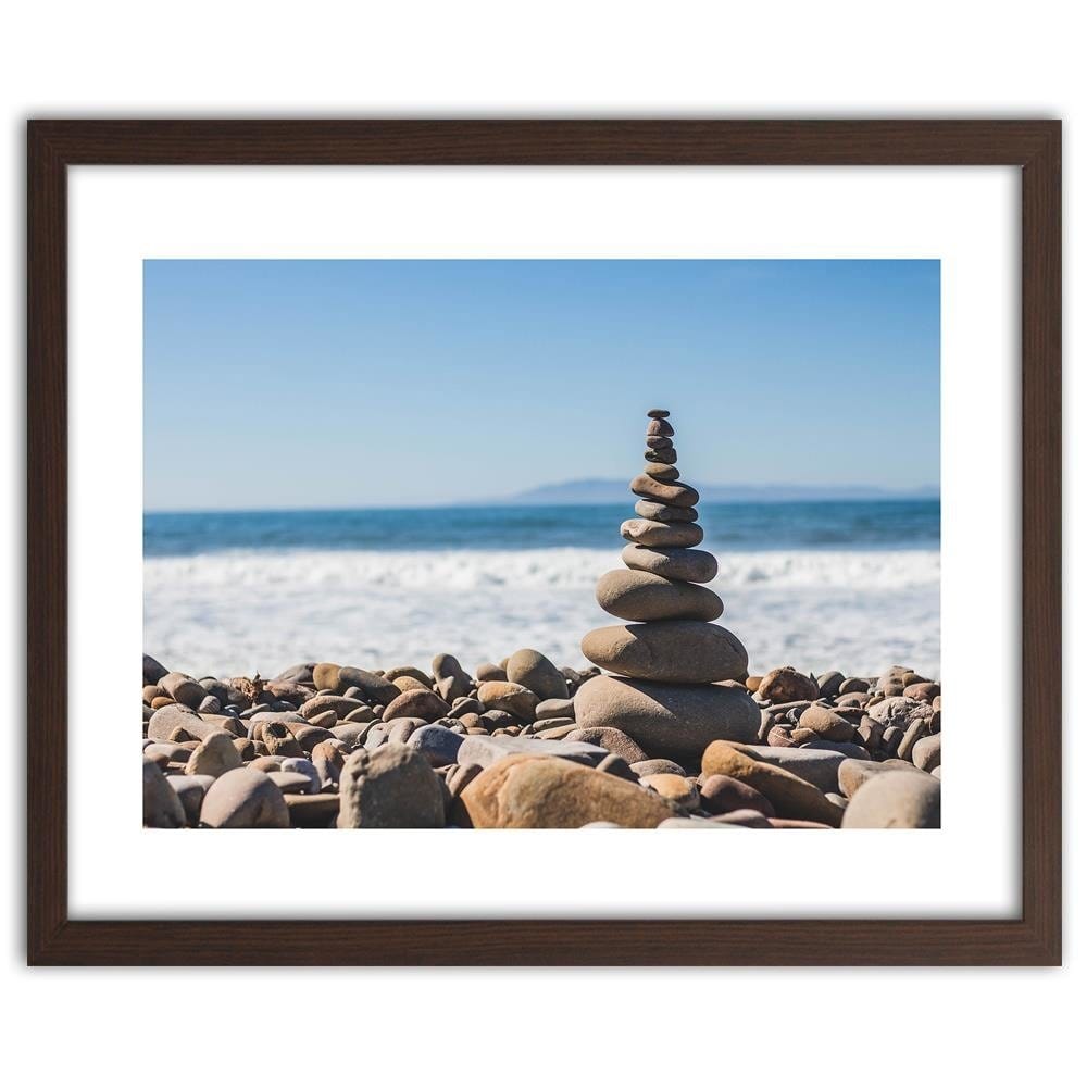 Glezna brūnā rāmī - Stones On The Beach  Home Trends DECO