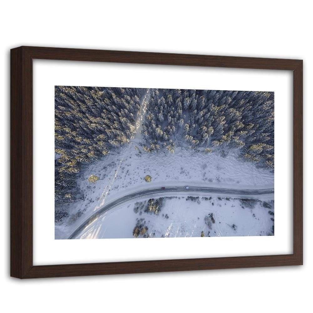Glezna brūnā rāmī - Street In The Middle Of The Forest  Home Trends DECO