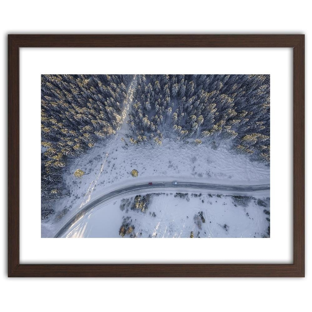 Glezna brūnā rāmī - Street In The Middle Of The Forest  Home Trends DECO