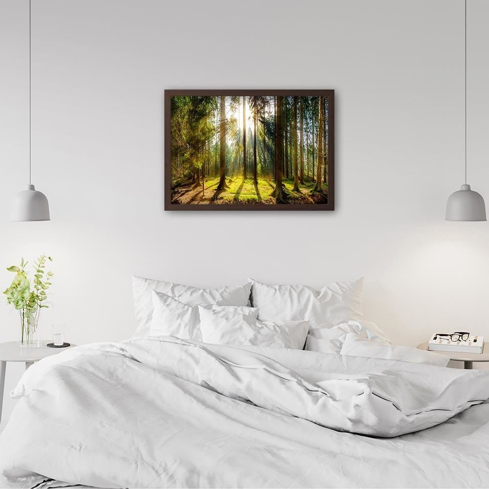 Glezna brūnā rāmī - Sunshine Behind The Trees  Home Trends DECO