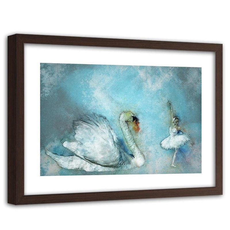 Glezna brūnā rāmī - Swan And Ballerina  Home Trends DECO