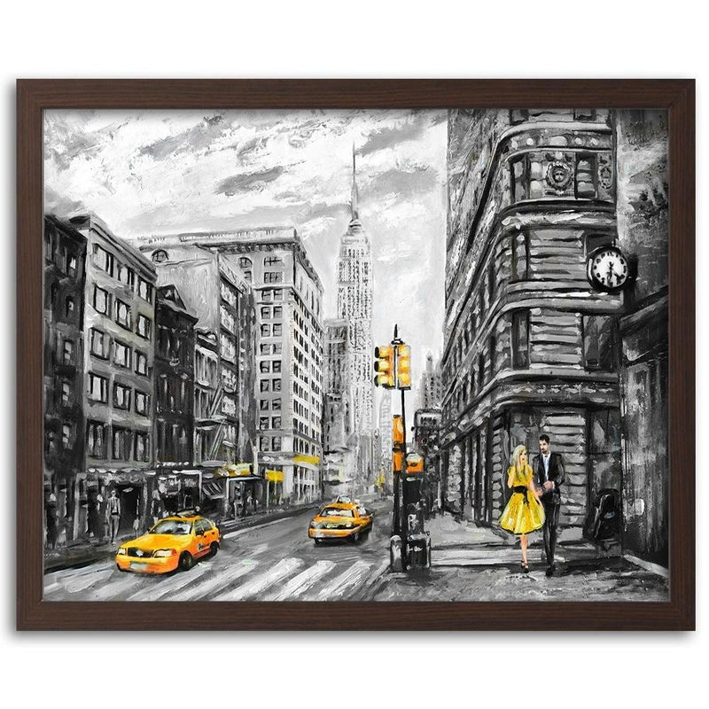 Glezna brūnā rāmī - Taxi In The City  Home Trends DECO