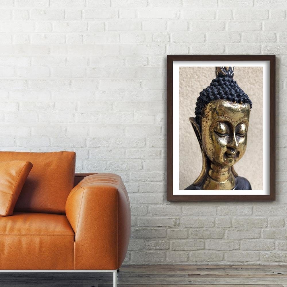Glezna brūnā rāmī - The Face Of The Golden Buddha  Home Trends DECO