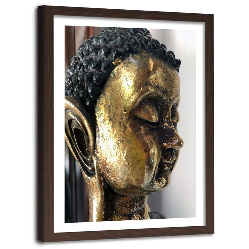 Glezna brūnā rāmī - The Face Of The Golden Buddha  Home Trends DECO
