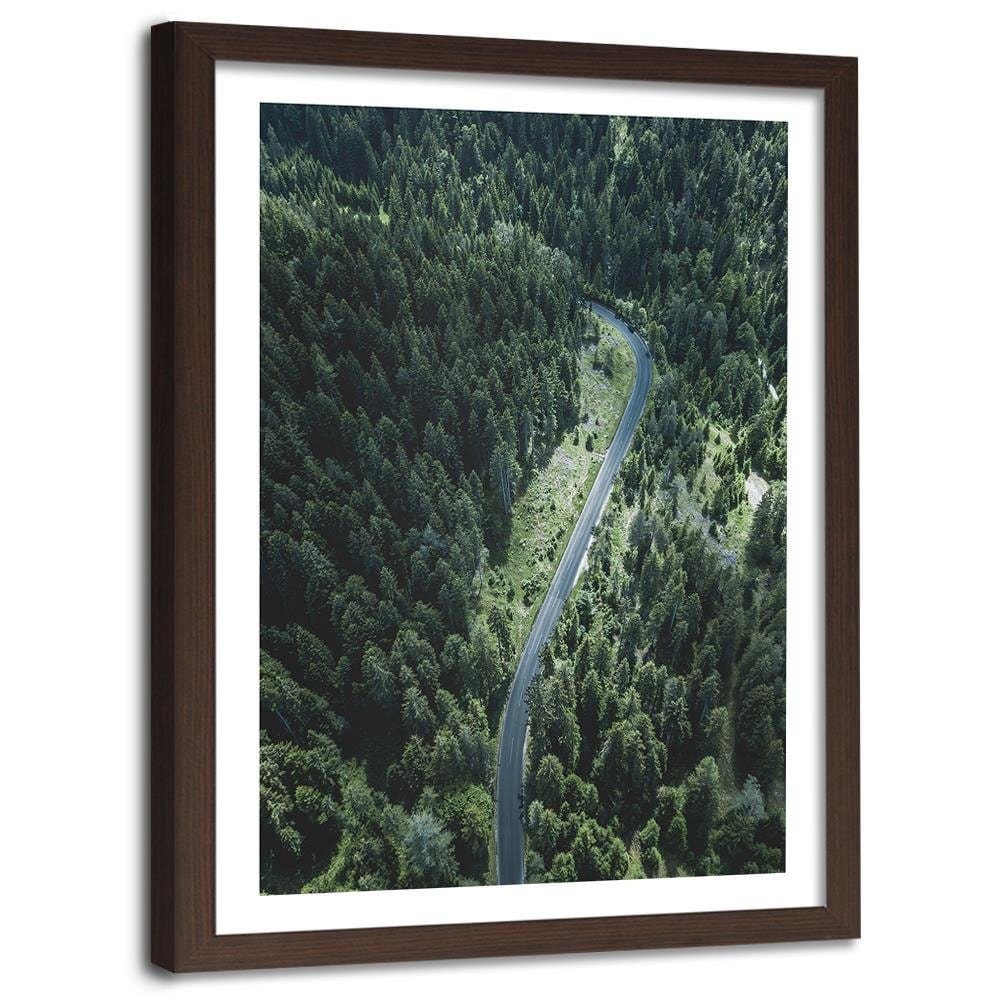 Glezna brūnā rāmī - The Road In The Forest  Home Trends DECO