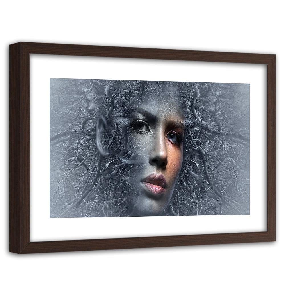 Glezna brūnā rāmī - The Woman's Face In The Branches Of A Fantasy  Home Trends DECO