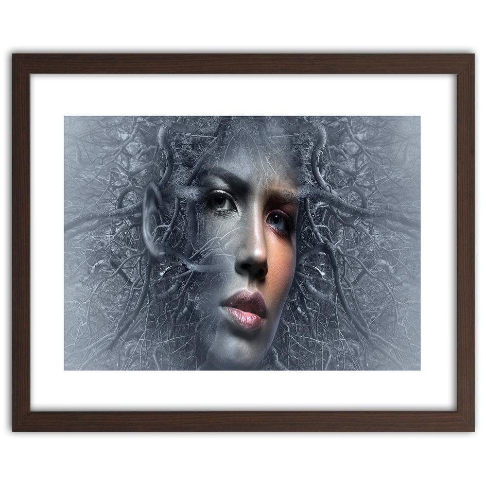 Glezna brūnā rāmī - The Woman's Face In The Branches Of A Fantasy  Home Trends DECO