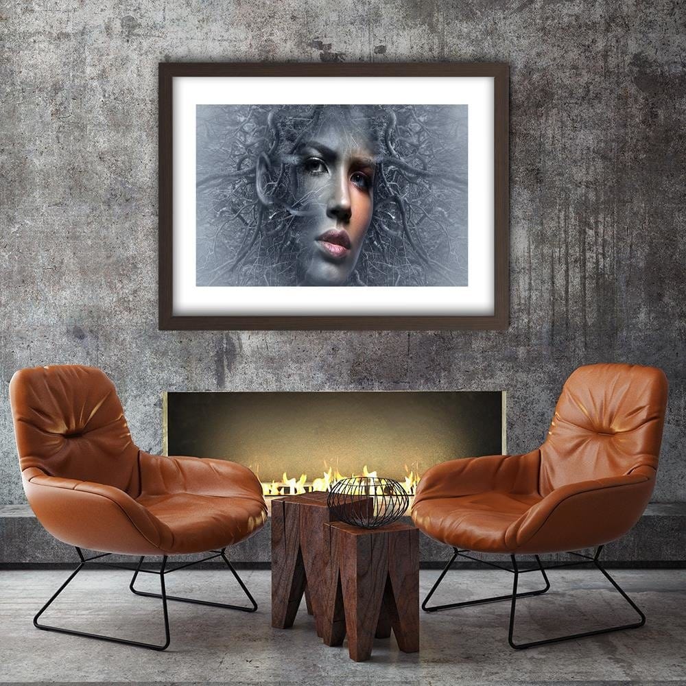 Glezna brūnā rāmī - The Woman's Face In The Branches Of A Fantasy  Home Trends DECO