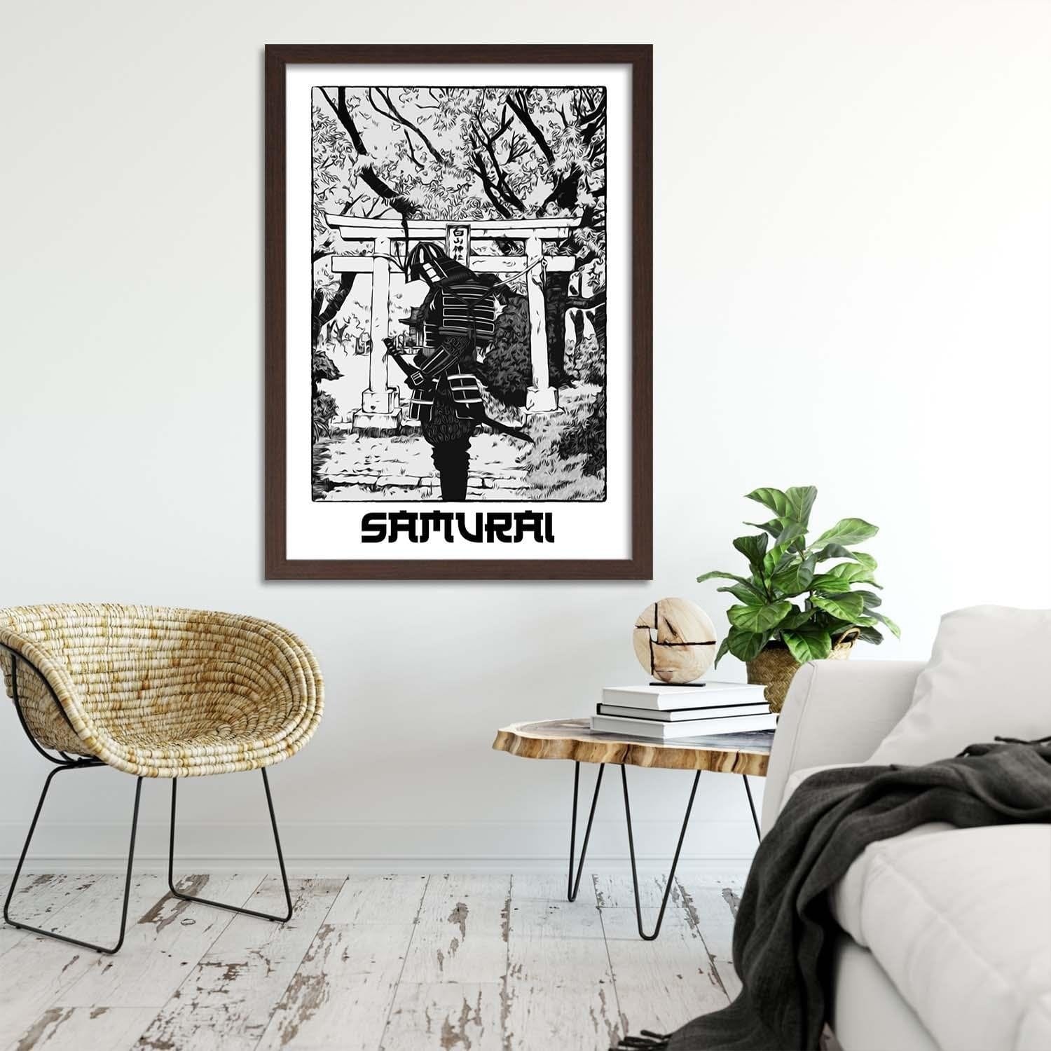 Glezna brūnā rāmī - White Samurai  Home Trends DECO