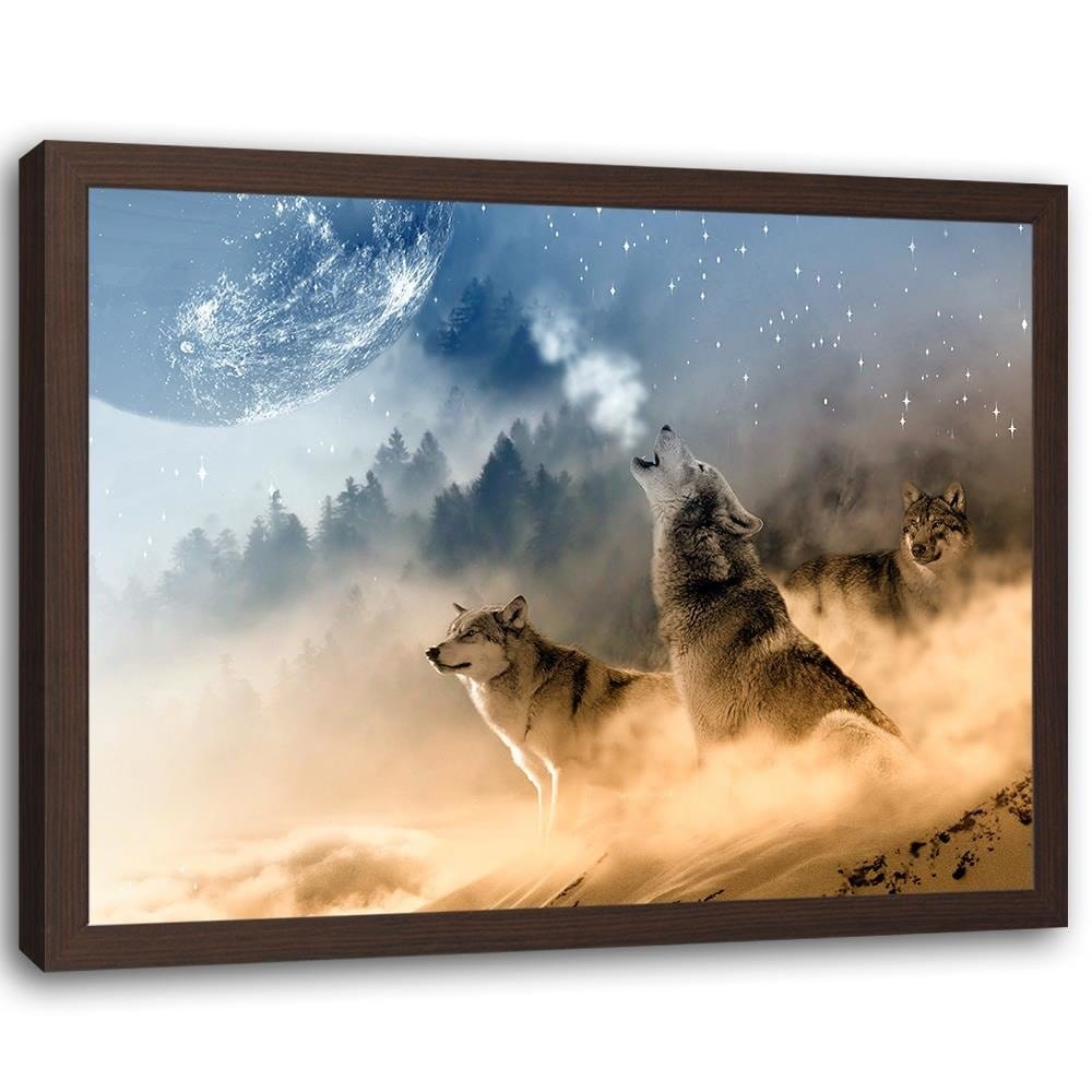 Glezna brūnā rāmī - Wolves Abstract  Home Trends DECO
