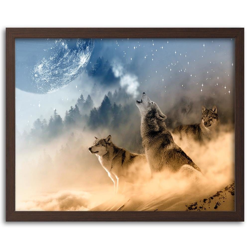 Glezna brūnā rāmī - Wolves Abstract  Home Trends DECO