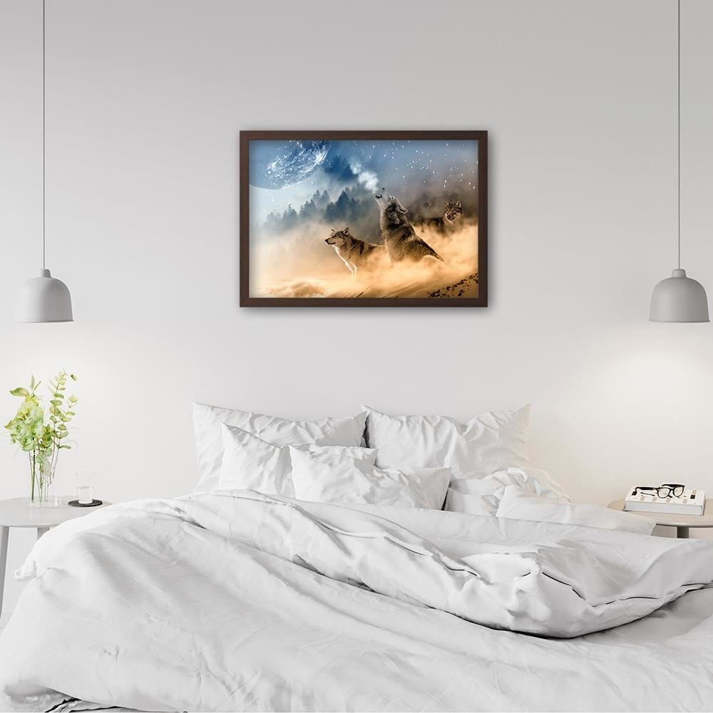 Glezna brūnā rāmī - Wolves Abstract  Home Trends DECO