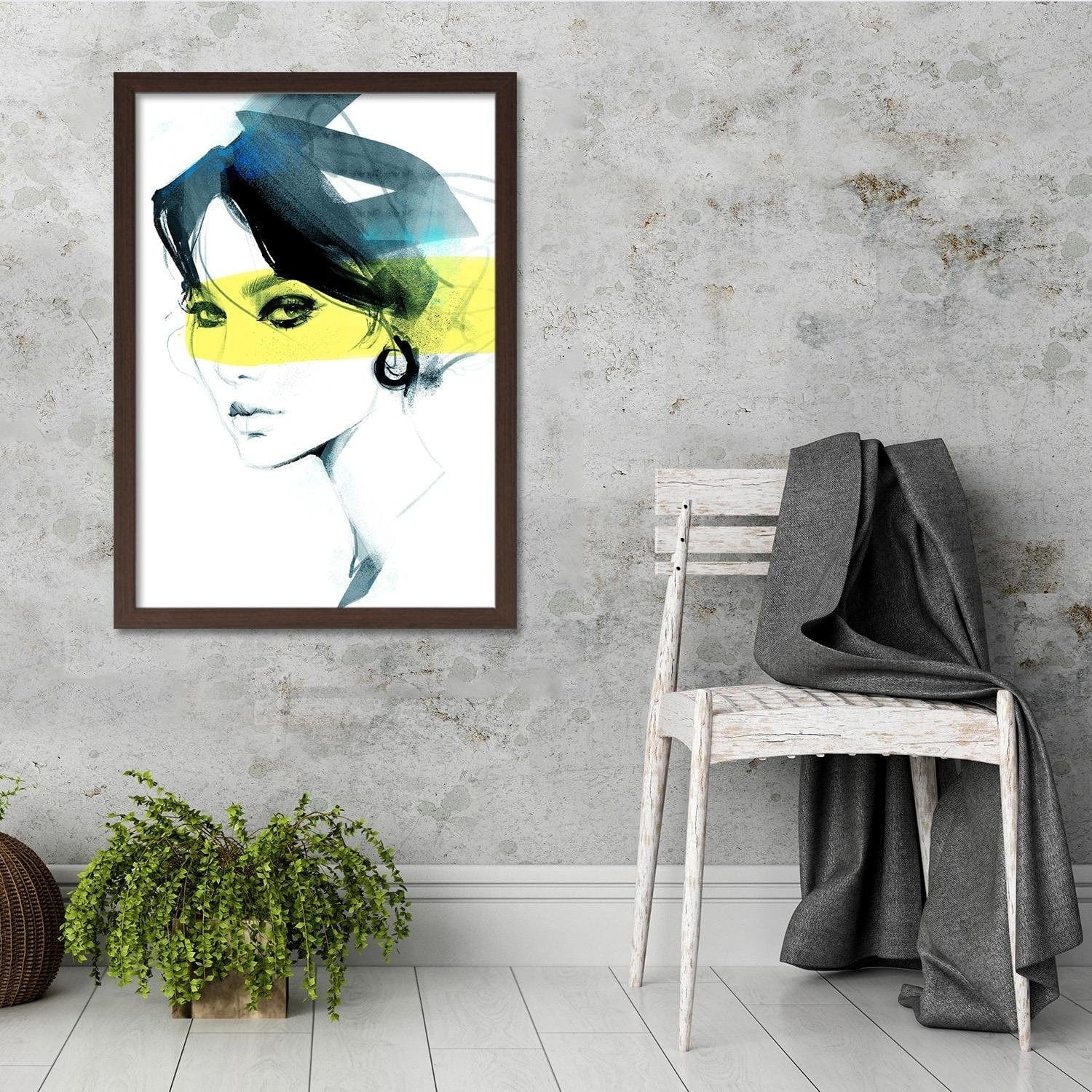 Glezna brūnā rāmī - Woman Watercolour  Home Trends DECO