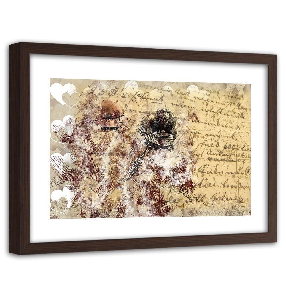 Glezna brūnā rāmī - Women In Hats Abstraction  Home Trends DECO