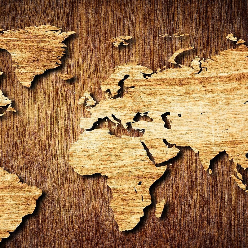 Glezna brūnā rāmī - Wooden World Map  Home Trends DECO
