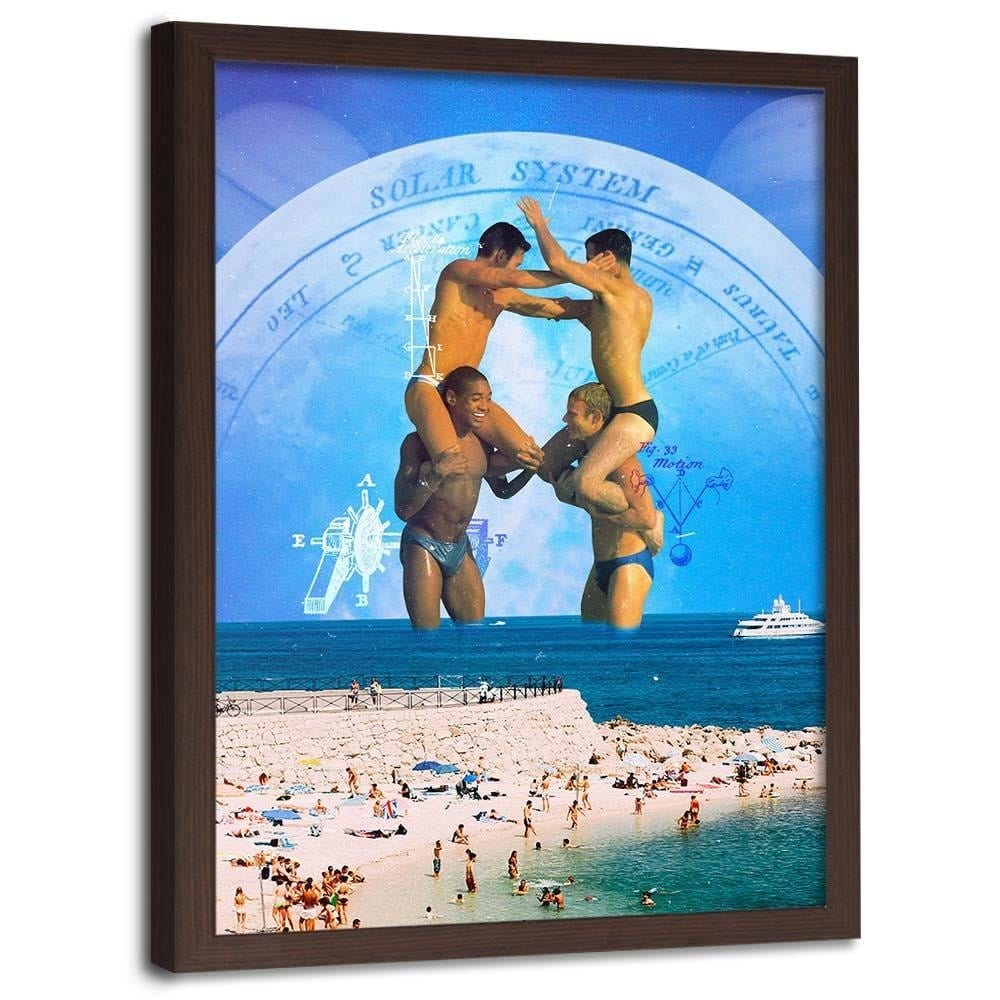 Glezna brūnā rāmī - Wrestling In The Water  Home Trends DECO