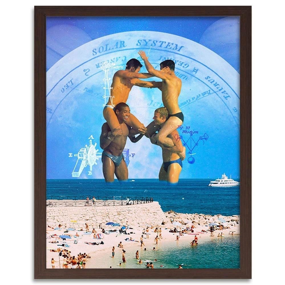Glezna brūnā rāmī - Wrestling In The Water  Home Trends DECO