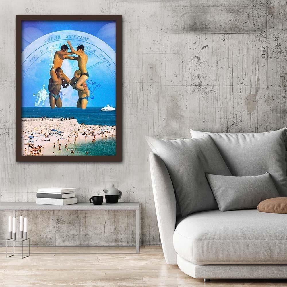 Glezna brūnā rāmī - Wrestling In The Water  Home Trends DECO