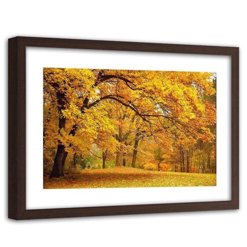 Glezna brūnā rāmī - Yellow Autumn Trees  Home Trends DECO