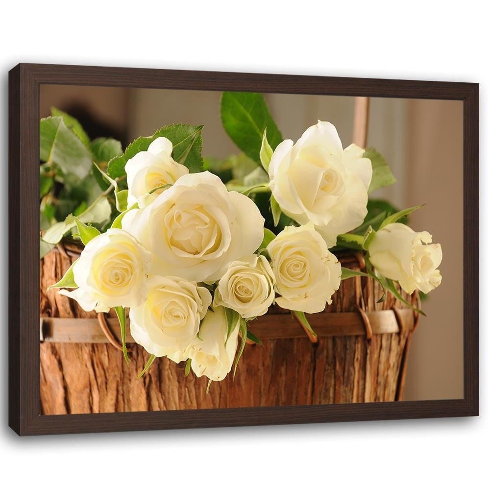 Glezna brūnā rāmī - Yellow Flowers In The Basket  Home Trends DECO