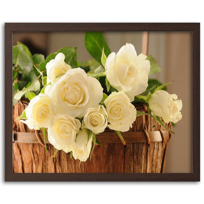 Glezna brūnā rāmī - Yellow Flowers In The Basket  Home Trends DECO