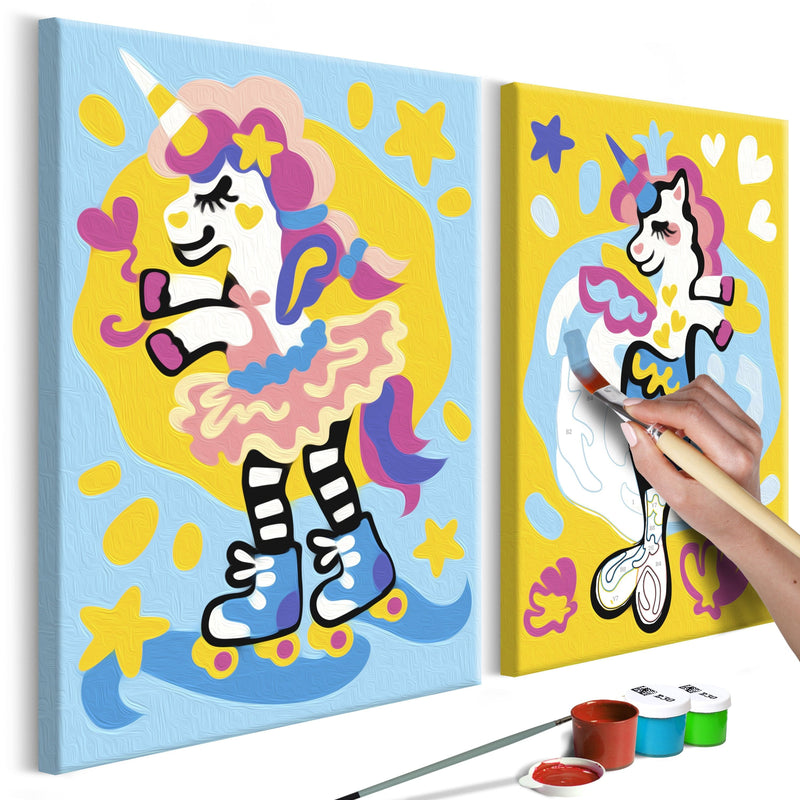 Glezna izkrāso pēc cipariem - Funny Unicorns 33x23 cm Artgeist