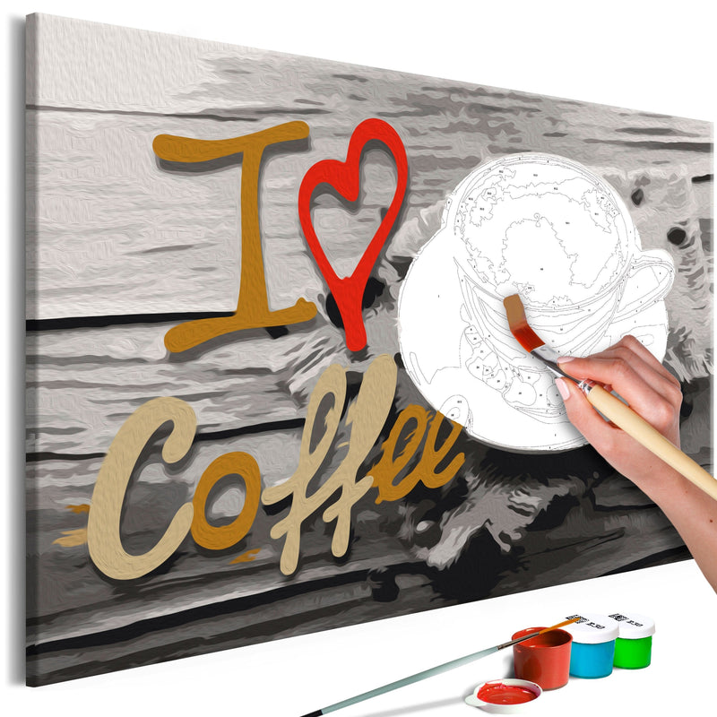 Glezna izkrāso pēc cipariem - I Love Coffee 60x40 cm Artgeist
