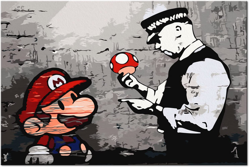 Glezna izkrāso pēc cipariem - Mario (Banksy) 60x40 cm Artgeist