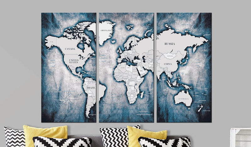 Glezna - World Map_ Ink Triptych Home Trends