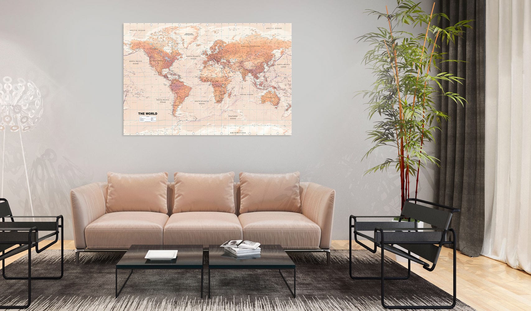 Glezna - World Map_ Orange World Home Trends